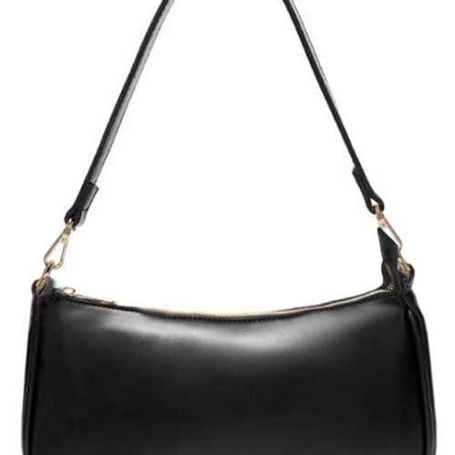 Vintage Vegan Leather Shoulder Tote Purse with Zip Closure