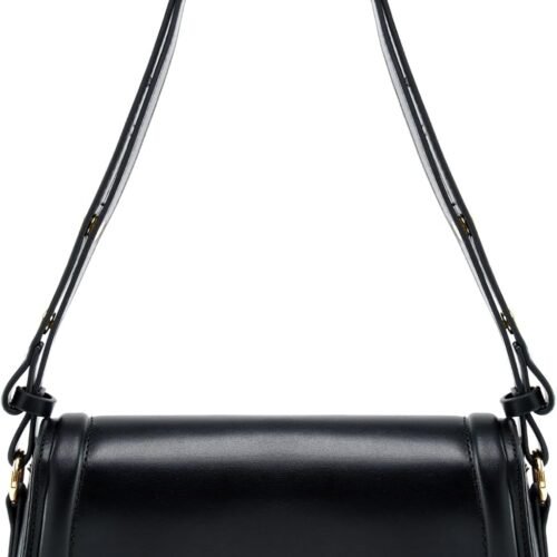 Small Leather Shoulder Purse for Women with Zipper Crossbody Strap