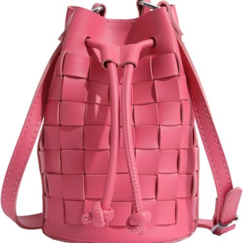 Bucket for Women Mini Leather Woven Bucket Bag Drawstring Crossbody Bucket Handbags
