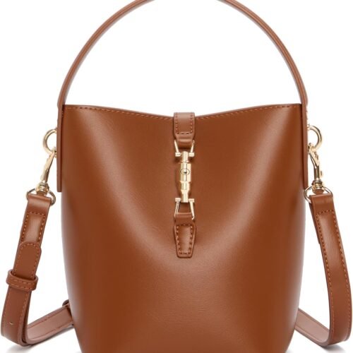 Small Bucket Crossbody Bag for Women Trendy Vegan Leather Shoulder Purse Designer Style Handbag