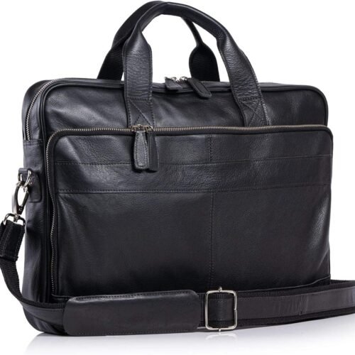 Water Buffalo Leather Satchel with Trolley Strap