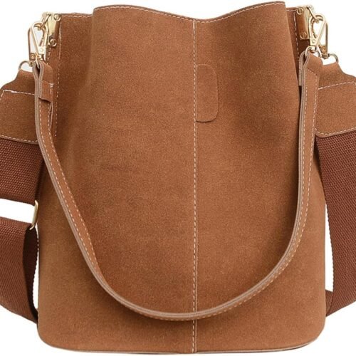 Leather Bucket Bag Women Fall Fashion Matte Finish Tote Shoulder Crossbody Handbag