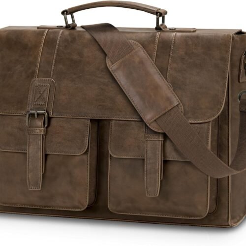 PU Leather Laptop Messenger Bag with Padded Compartment
