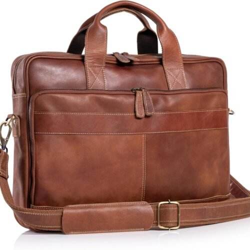 Water Buffalo Leather Briefcase with Replacement Warranty